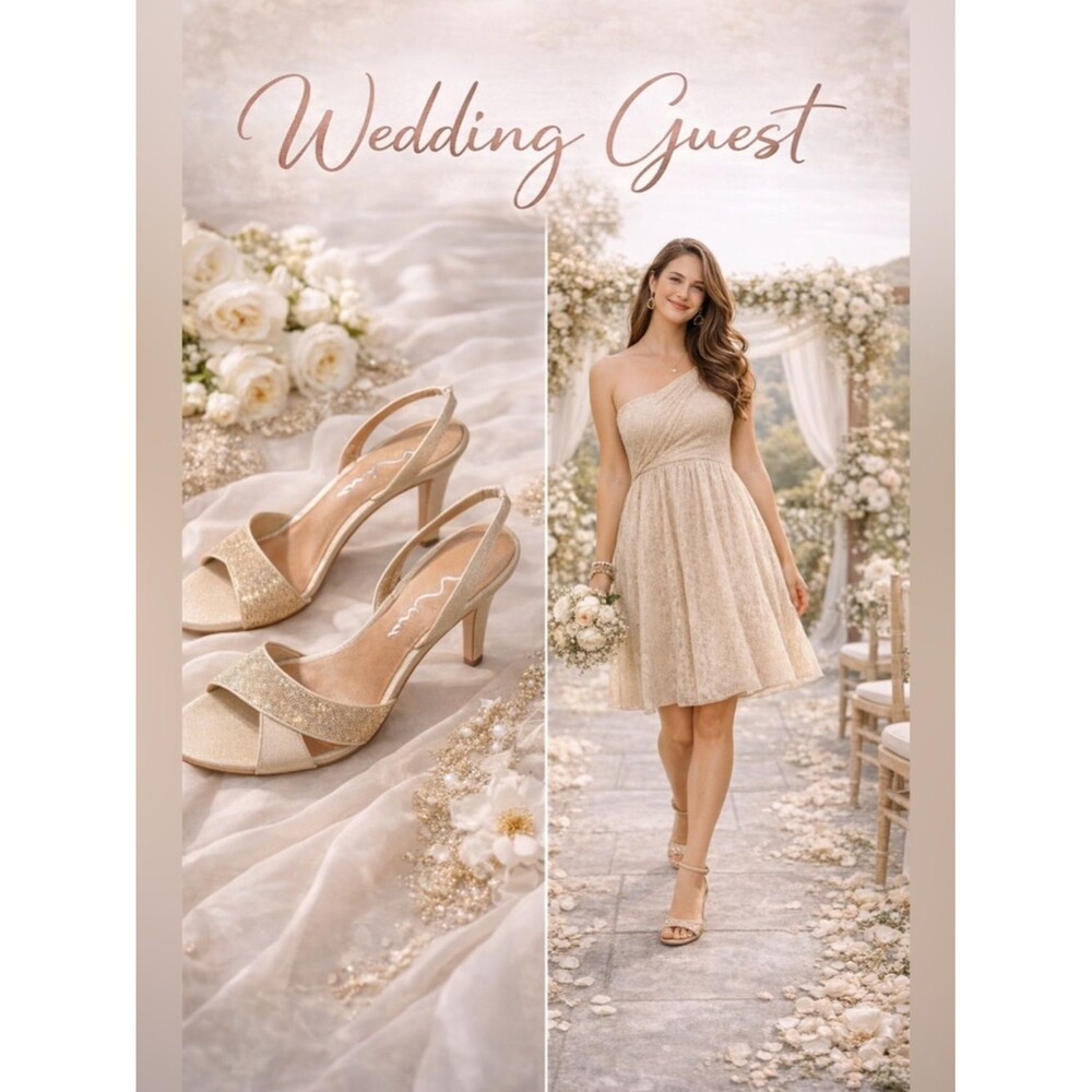 Champagne Gold Slingback Heels Nina Mesh Sandals Wedding Guest Bridal Size 10 M